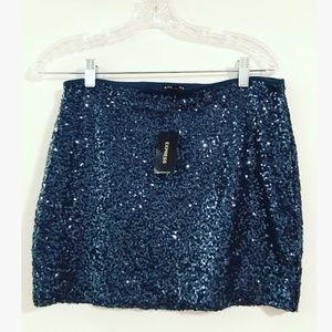 By: Express Beautiful Blue Sequence Skirt
